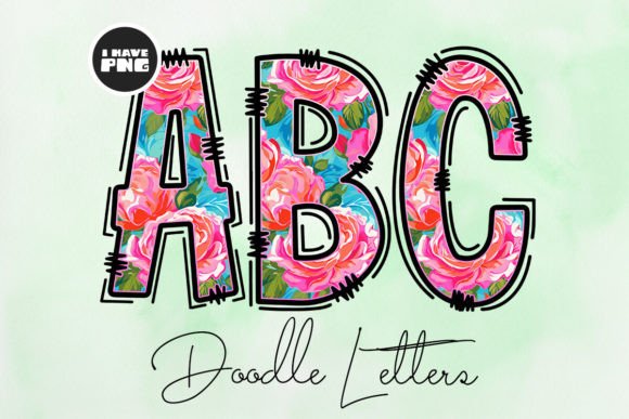 Download Rose Doodle Letters PNG File Sublimation - Sublimation Collection