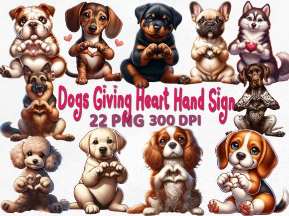 Download Dogs Giving Heart Hand Sign Sublimation - Sublimation Collection