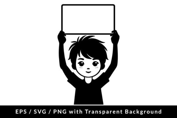 Download Kid with Blank Sign Board SVG EPS PNG - Blank sign Collection