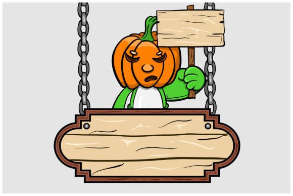 Download Head Pumpkin Doll with Blank Sign Wood - Blank sign Collection