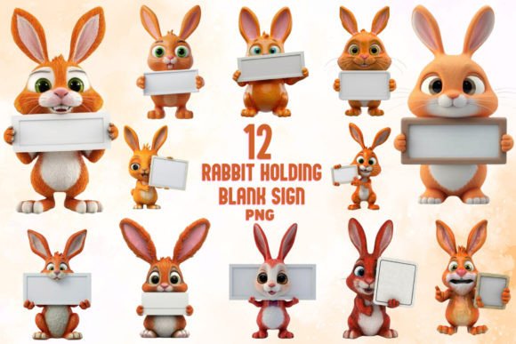 Download Rabbit Holding a Blank Sign Clipart - Blank sign Collection