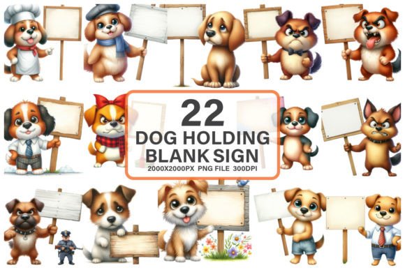 Download Funny Dog Holding a Blank Sign Clipart - Blank sign Collection