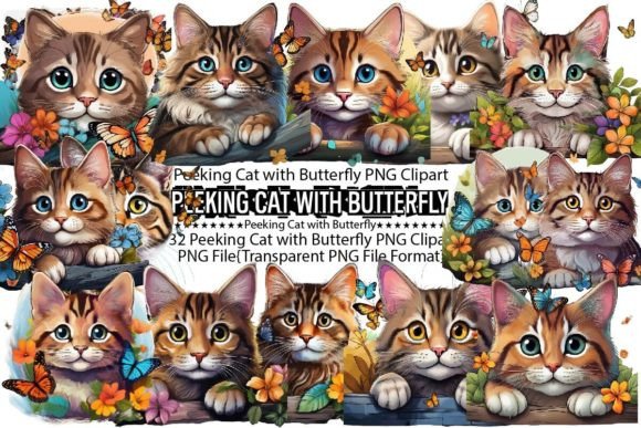 Download Peeking Cat with Butterfly Sublimation - Sublimation Collection